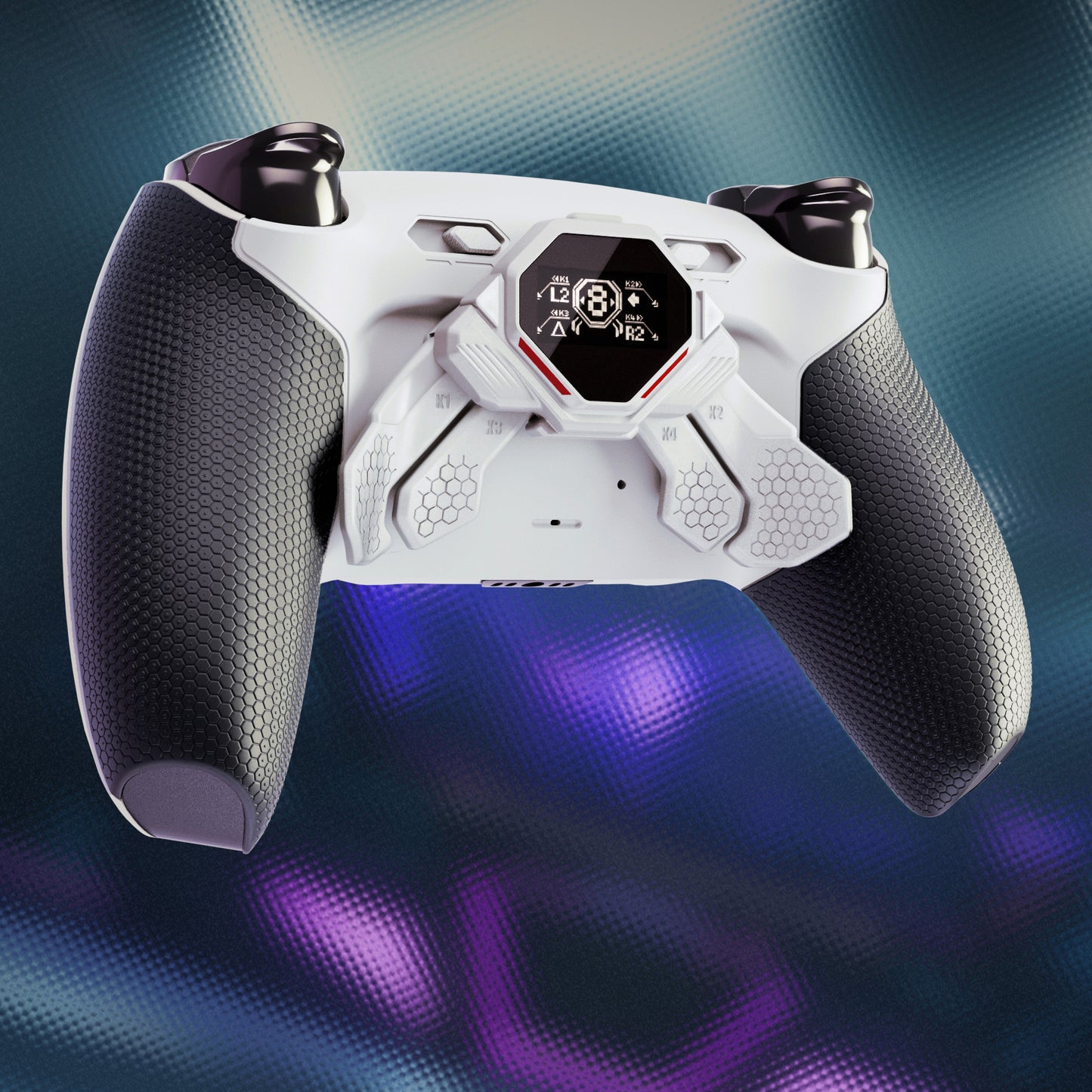 eXtremeRate SPARK Back Paddles Kit with OLED Display & Clicky Trigger Stops & Ergonomic Grips for PS5 Controller BDM-010/020 - Rubberized White & Black