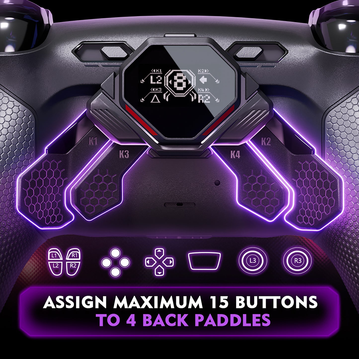 eXtremeRate SPARK Back Paddles Kit with OLED Display & Clicky Trigger Stops & Ergonomic Grips for PS5 Controller BDM-030/040/050/060 - Rubberized Black