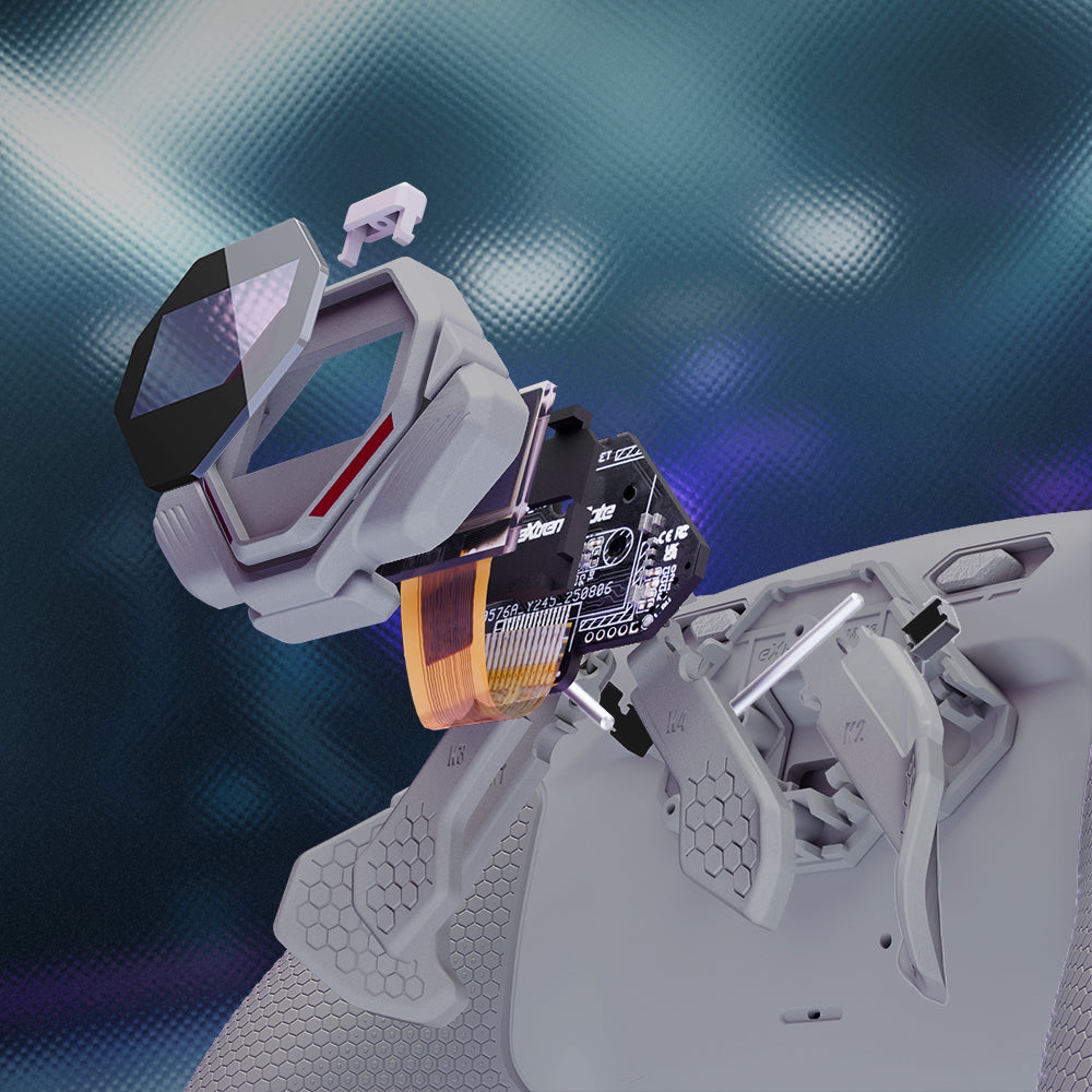 eXtremeRate SPARK Back Paddles Kit with OLED Display & Clicky Trigger Stops & Ergonomic Grips for PS5 Controller BDM-030/040/050/060 - Rubberized Gray & New Hope Gray