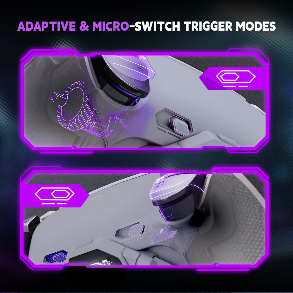 eXtremeRate SPARK Back Paddles Kit with OLED Display & Clicky Trigger Stops & Ergonomic Grips for PS5 Controller BDM-030/040/050 - Rubberized Gray & New Hope Gray