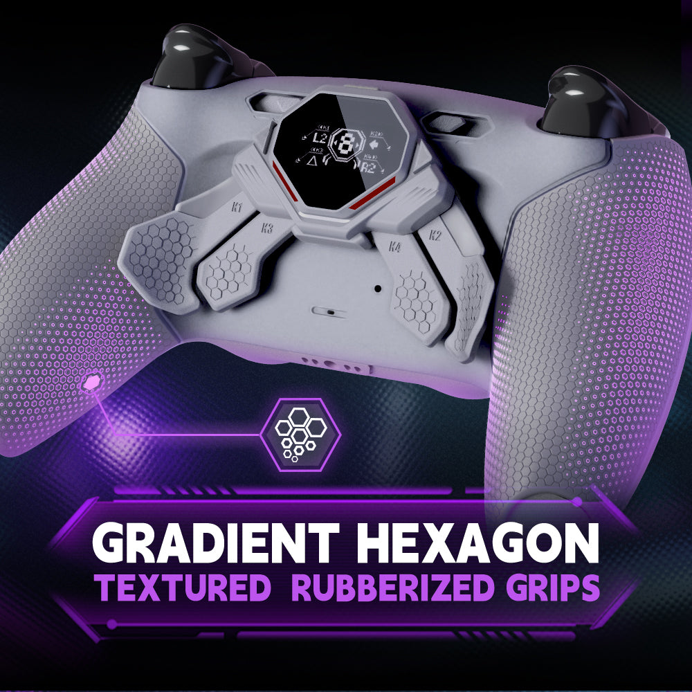 eXtremeRate SPARK Back Paddles Kit with OLED Display & Clicky Trigger Stops & Ergonomic Grips for PS5 Controller BDM-030/040/050 - Rubberized Gray & New Hope Gray