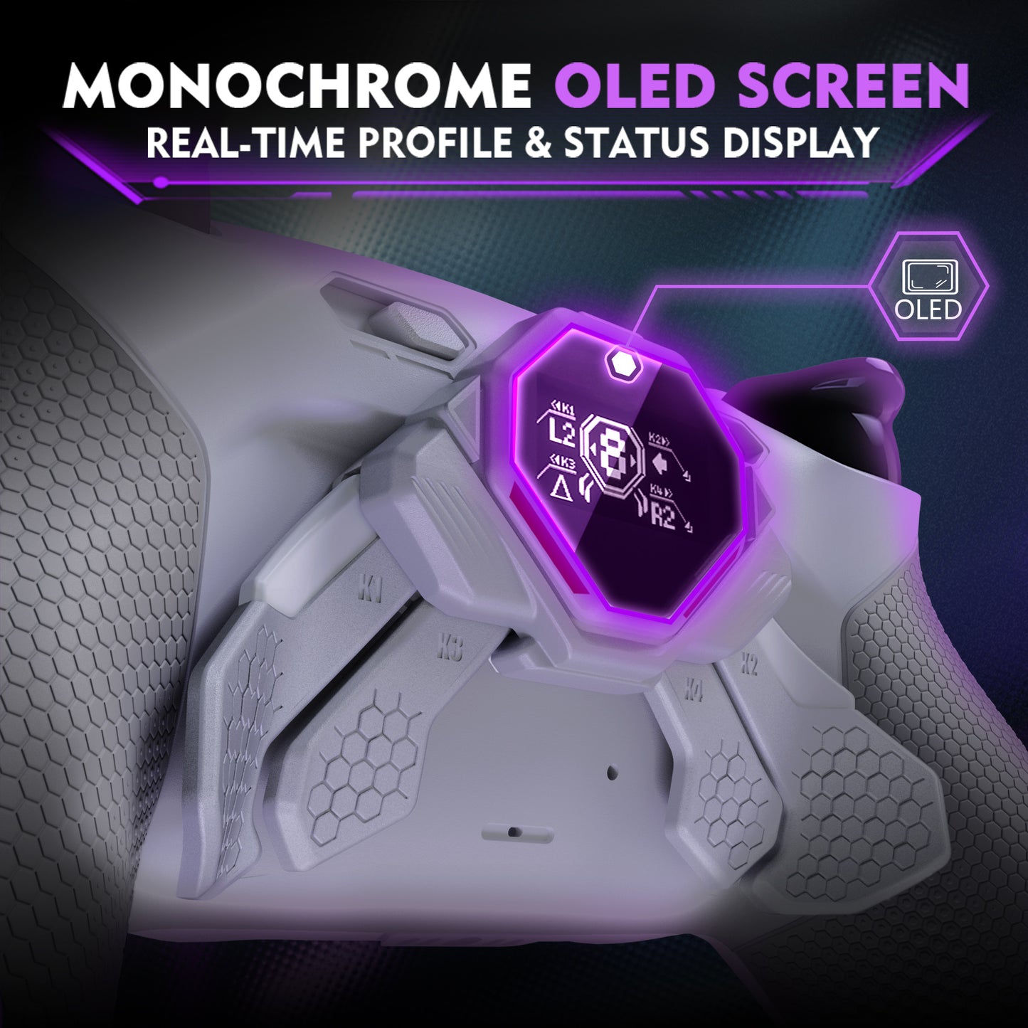 eXtremeRate SPARK Back Paddles Kit with OLED Display & Clicky Trigger Stops & Ergonomic Grips for PS5 Controller BDM-030/040/050 - Rubberized New Hope Gray