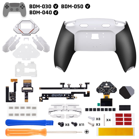 eXtremeRate SPARK Back Paddles Kit with OLED Display & Clicky Trigger Stops & Ergonomic Grips for PS5 Controller BDM-030/040/050 - Rubberized White & Black