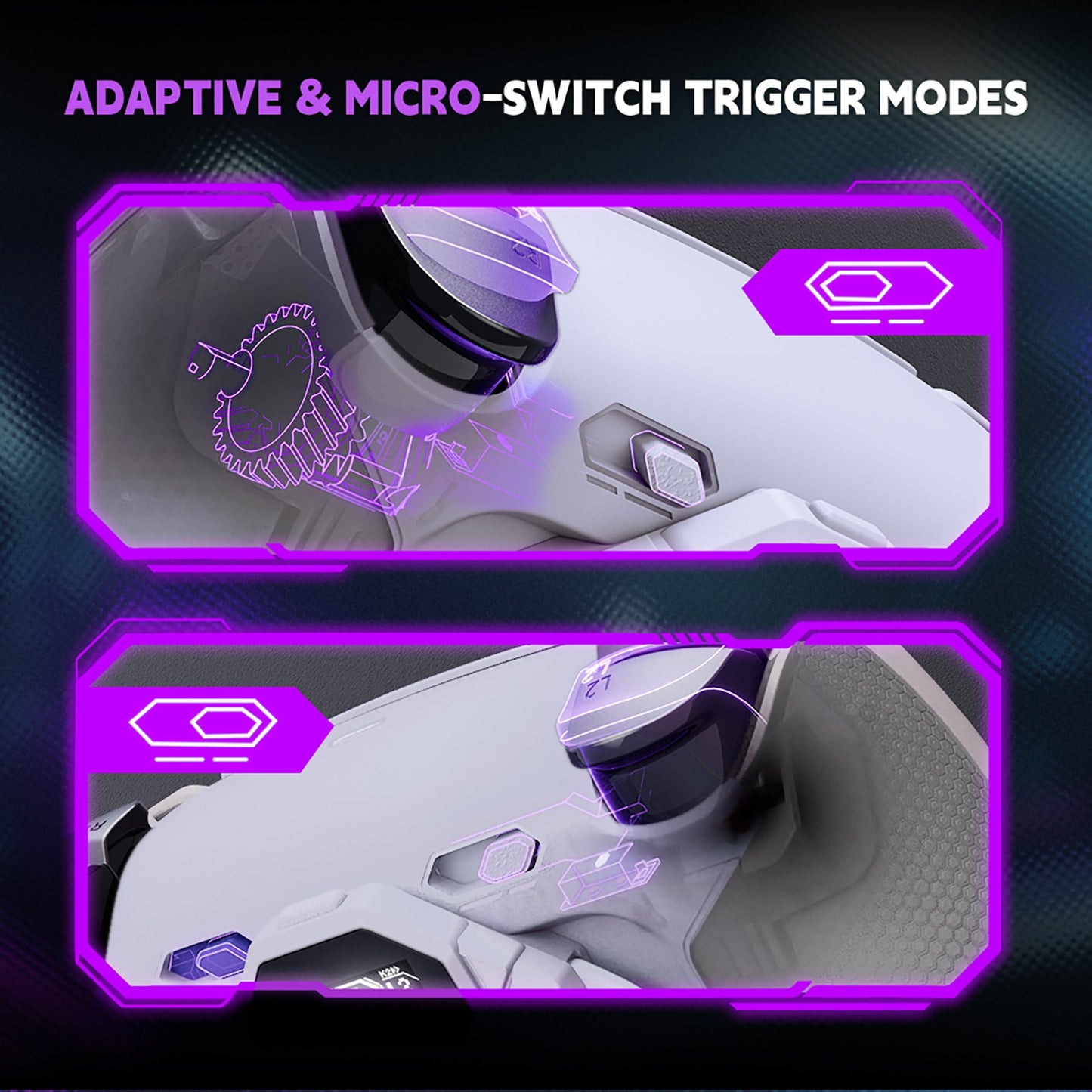 eXtremeRate SPARK Back Paddles Kit with OLED Display & Clicky Trigger Stops & Ergonomic Grips for PS5 Controller BDM-030/040/050 - Rubberized White & Gray eXtremeRate