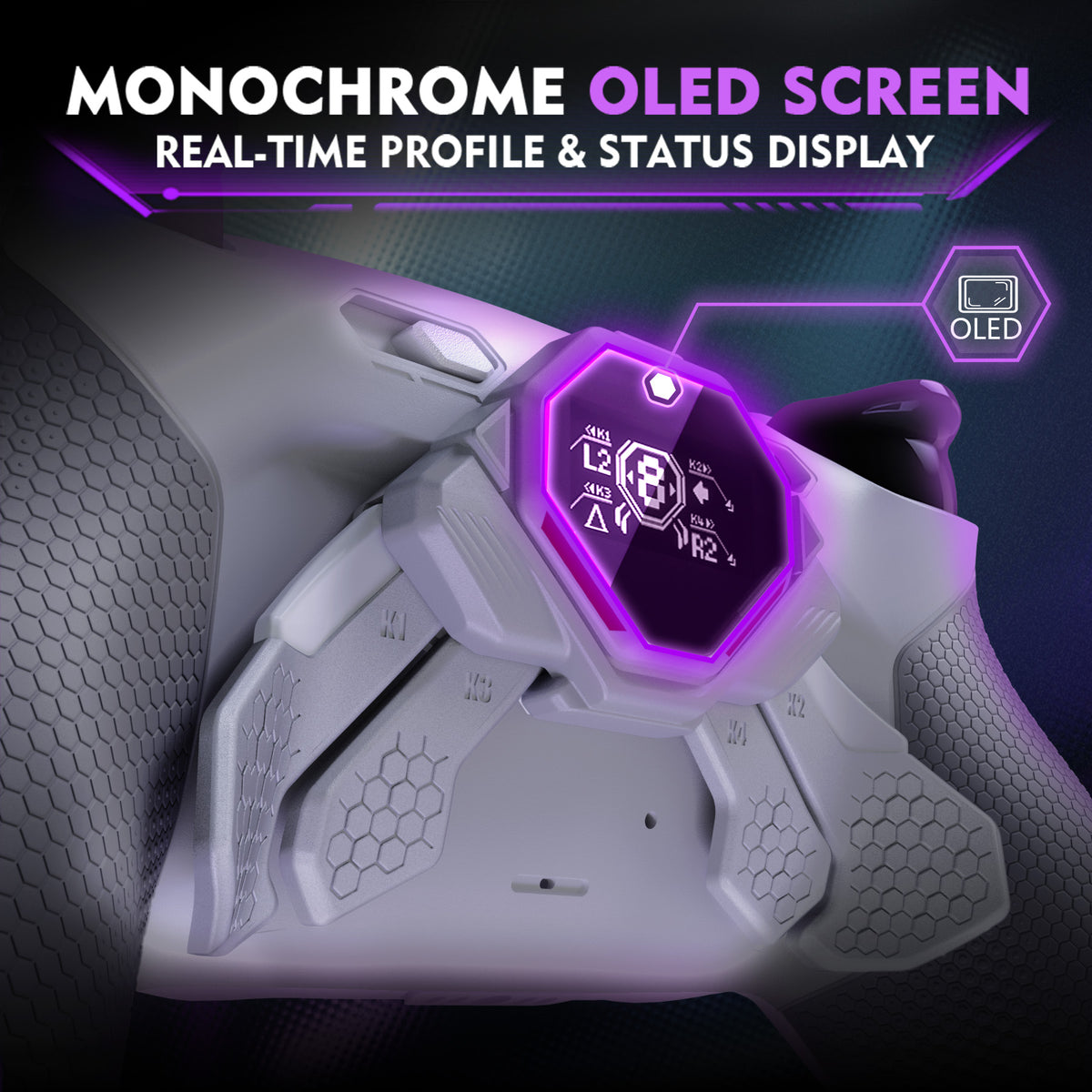 eXtremeRate SPARK Back Paddles Kit with OLED Display & Clicky Trigger Stops & Ergonomic Grips for PS5 Controller BDM-030/040/050/060 - Rubberized New Hope Gray & Classic Gray