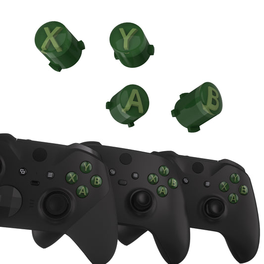 eXtremeRate Three-Tone ABXY Action Buttons with Classic Symbols for Xbox Series X/S Controller & Xbox One X/S & Xbox One Elite V1/V2 Controller - Deep Pine Green & Clear & Bamboo Green