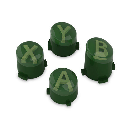 eXtremeRate Three-Tone ABXY Action Buttons with Classic Symbols for Xbox Series X/S Controller & Xbox One X/S & Xbox One Elite V1/V2 Controller - Deep Pine Green & Clear & Bamboo Green