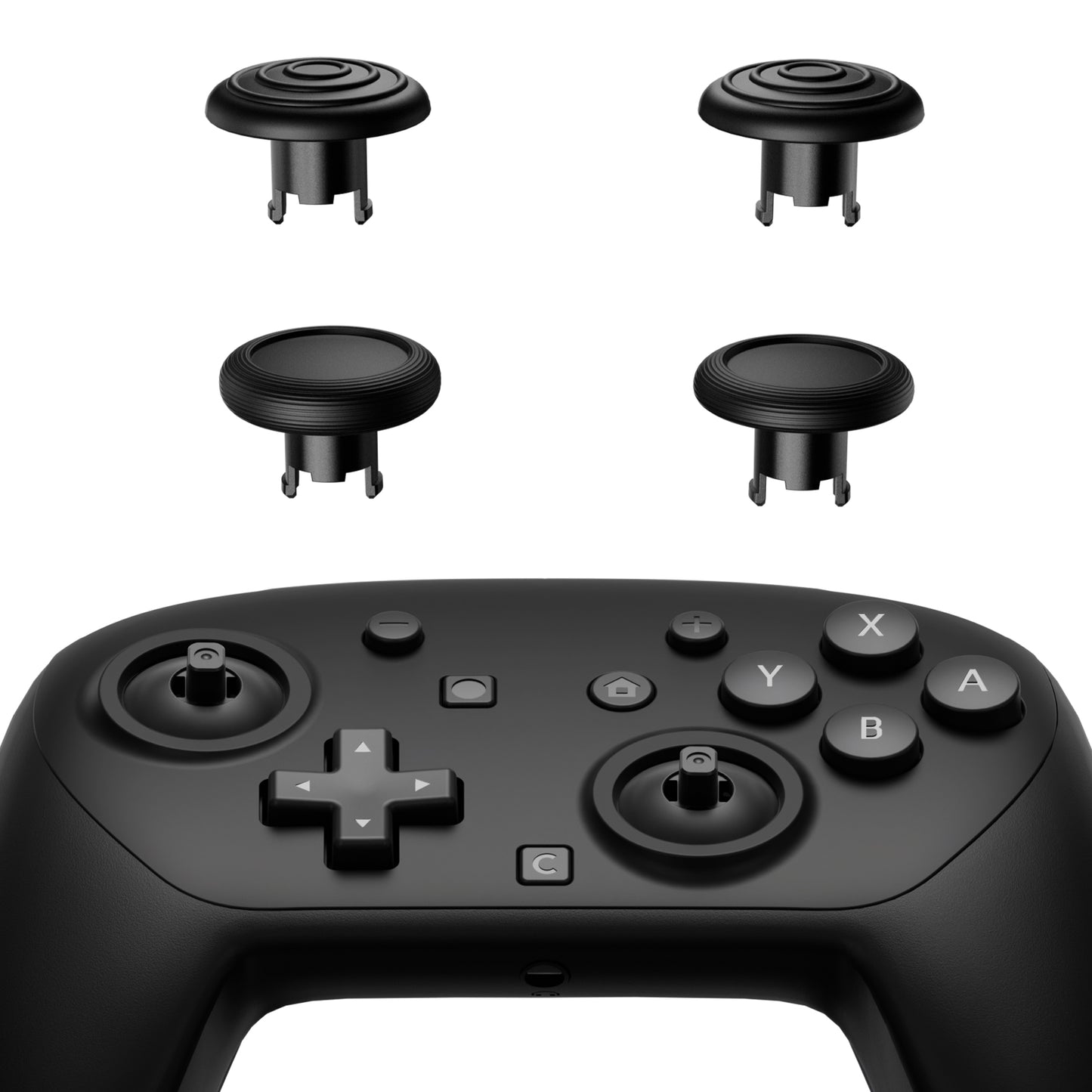 eXtremeRate ThumbsGear Interchangeable Ergonomic Thumbsticks for Nintendo Switch 2 Pro Controller - Black