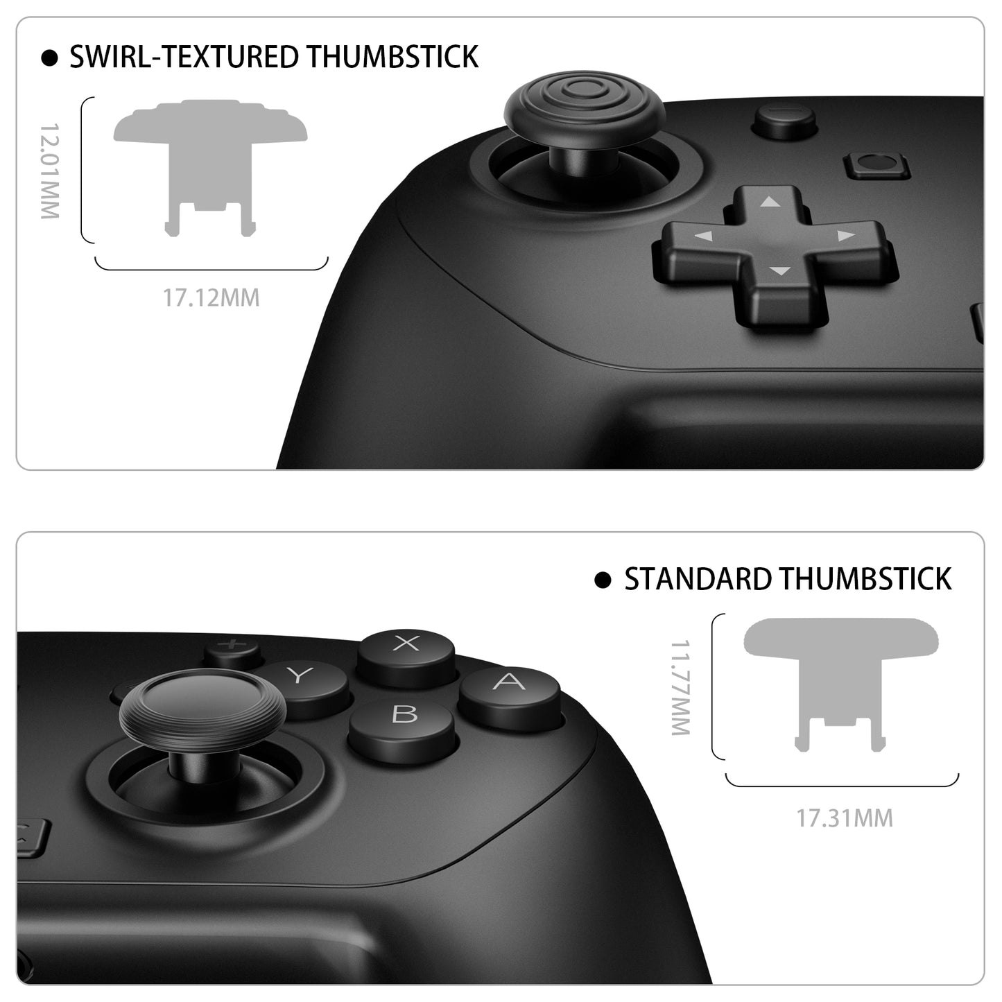 eXtremeRate ThumbsGear Interchangeable Ergonomic Thumbsticks for Nintendo Switch 2 Pro Controller - Black