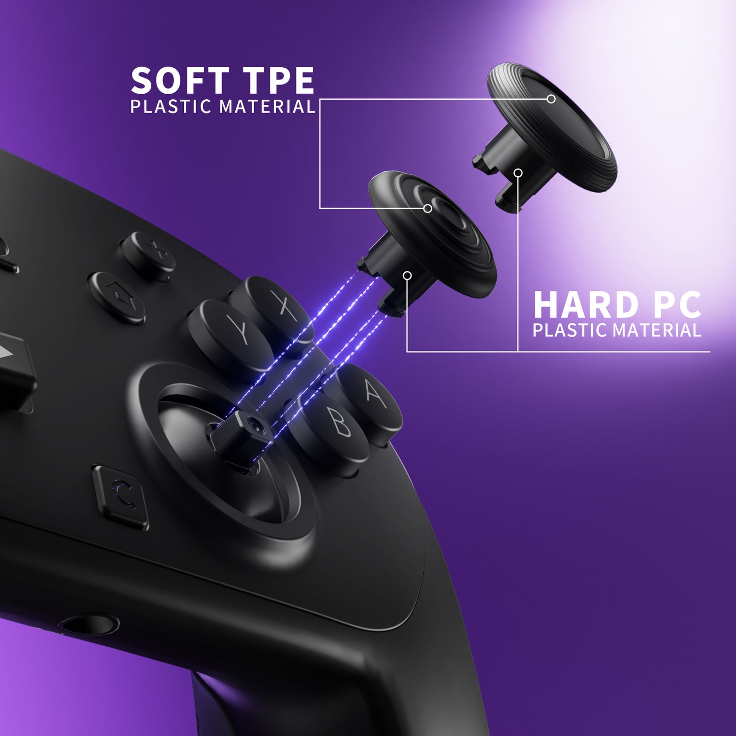 eXtremeRate ThumbsGear Interchangeable Ergonomic Thumbsticks for Nintendo Switch 2 Pro Controller - Black