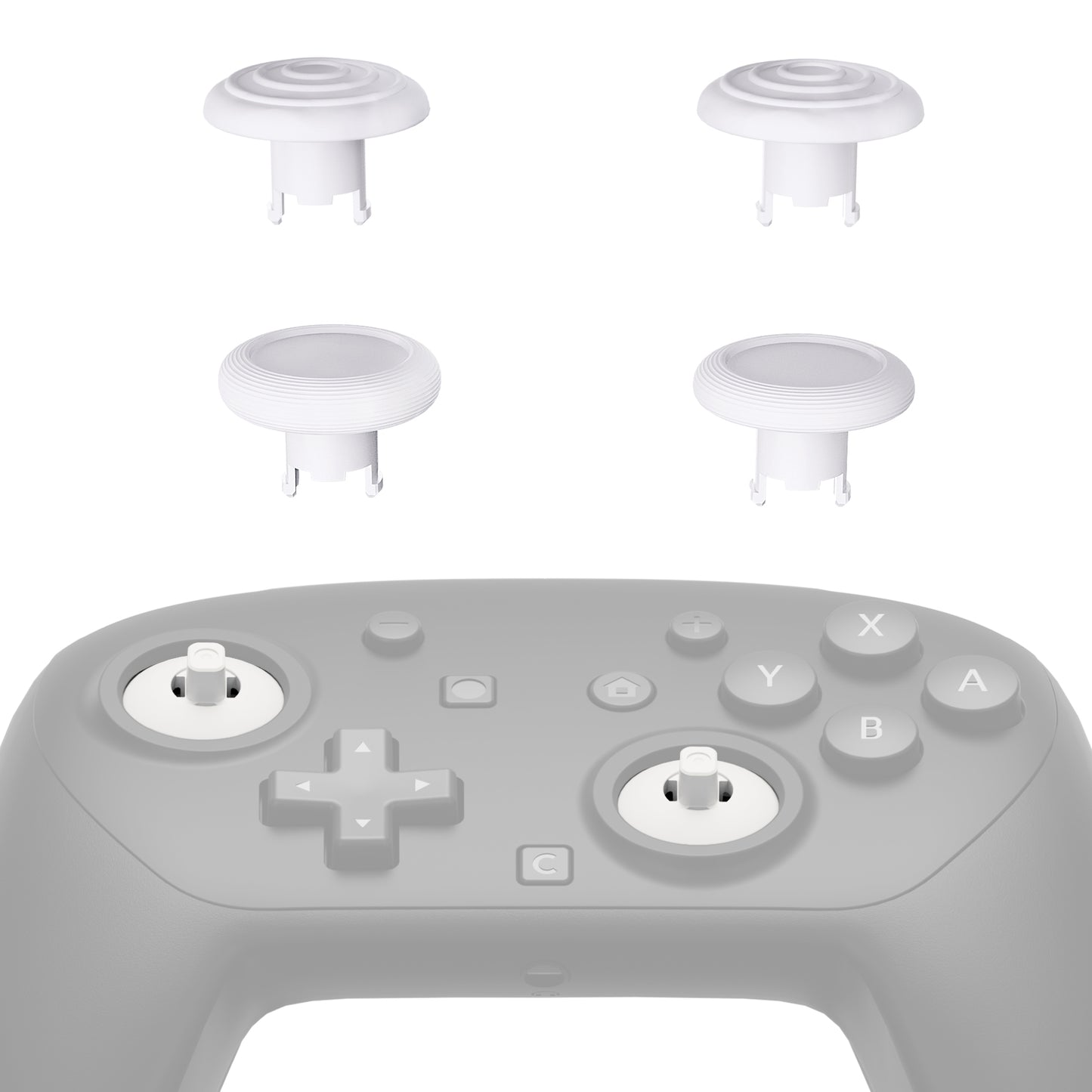 eXtremeRate ThumbsGear Interchangeable Ergonomic Thumbsticks for Nintendo Switch 2 Pro Controller - White