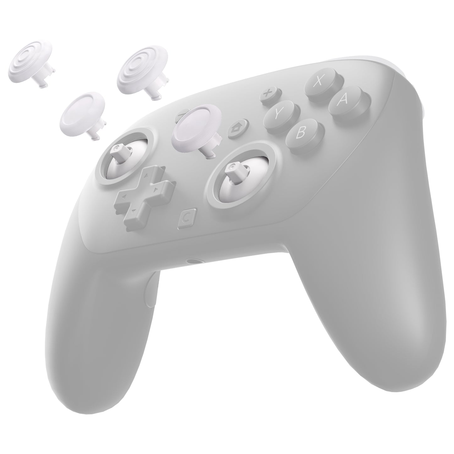 eXtremeRate ThumbsGear Interchangeable Ergonomic Thumbsticks for Nintendo Switch 2 Pro Controller - White