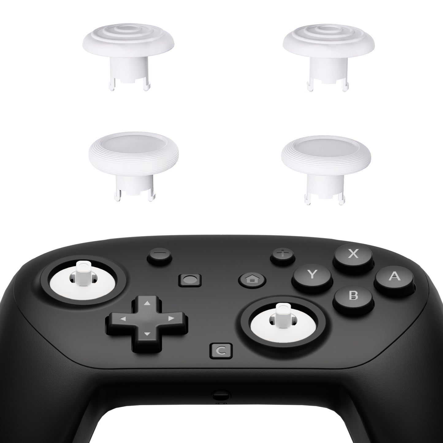 eXtremeRate ThumbsGear Interchangeable Ergonomic Thumbsticks for Nintendo Switch 2 Pro Controller - White