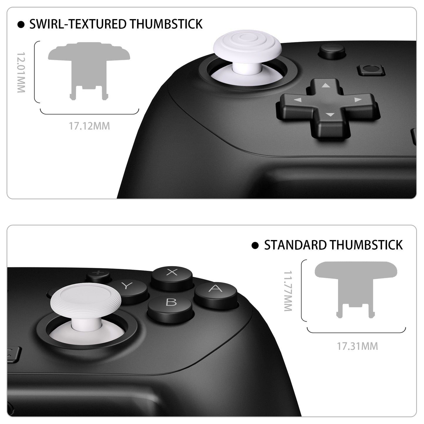eXtremeRate ThumbsGear Interchangeable Ergonomic Thumbsticks for Nintendo Switch 2 Pro Controller - White