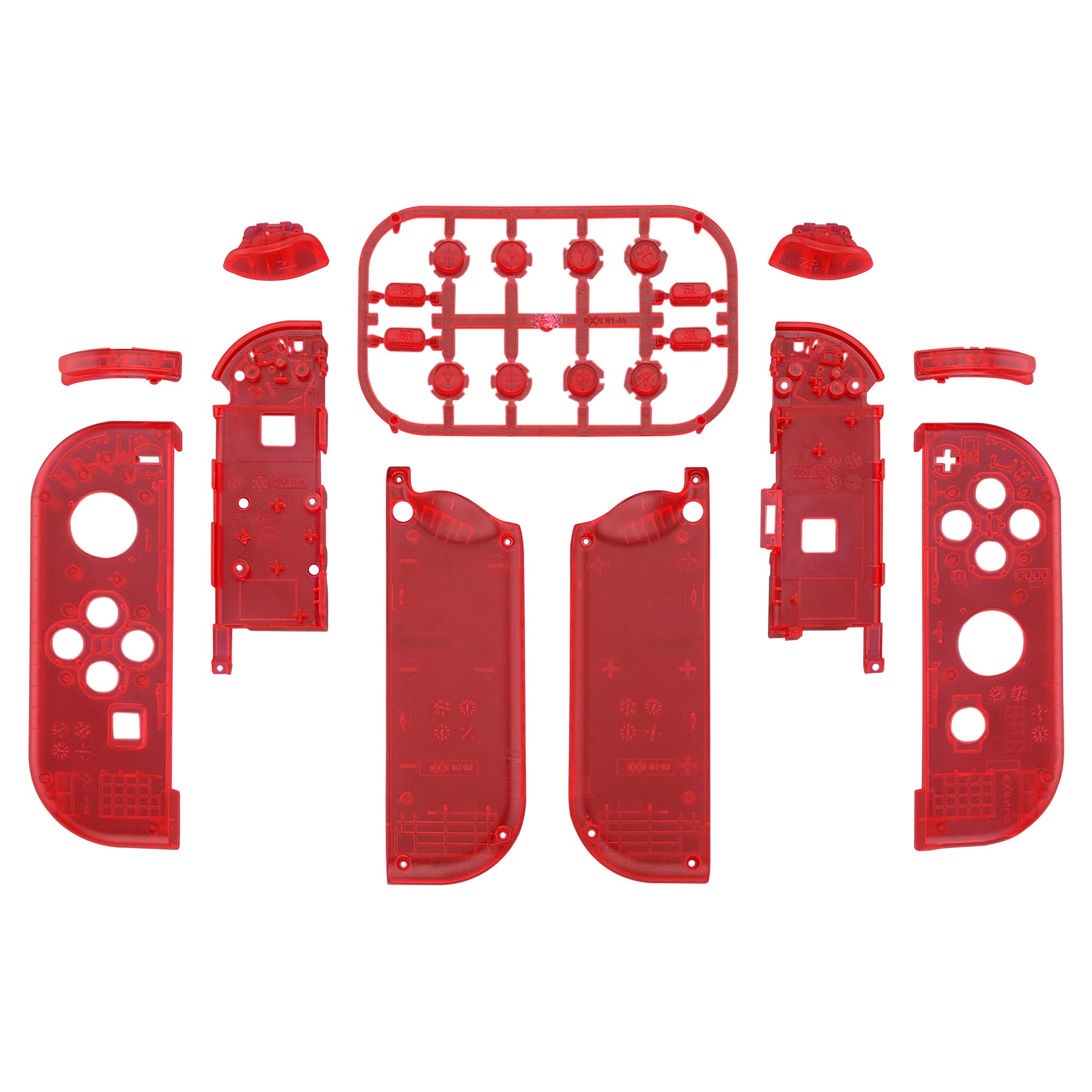 eXtremeRate Clear Red for Joycon Handheld Controller Housing with