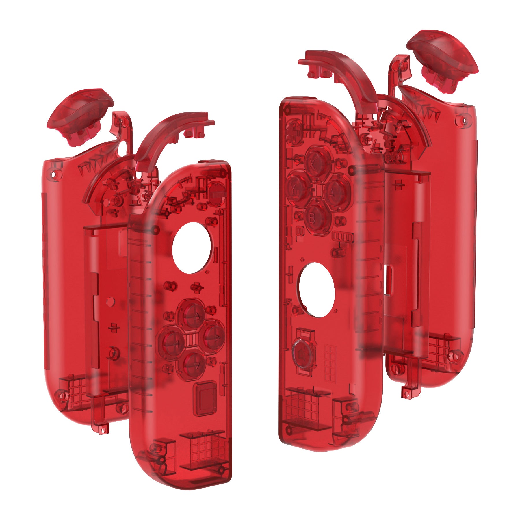eXtremeRate Clear Red for Joycon Handheld Controller Housing with