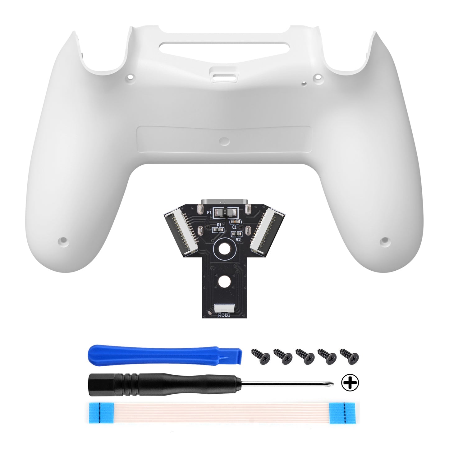 eXtremeRate Type-C Version Replacement Bottom Shell Compatible with PS4 Controller JDM-040/050/055 Models - White
