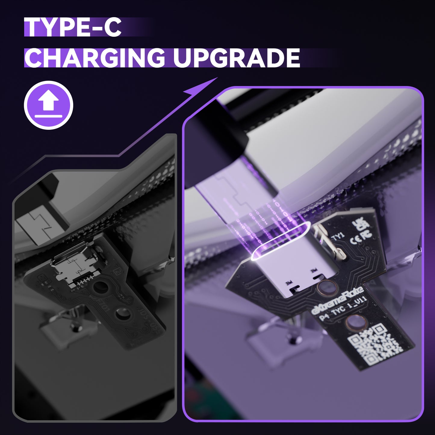 eXtremeRate Type-C Version Replacement Bottom Shell Compatible with PS4 Controller JDM-040/050/055 Models - White