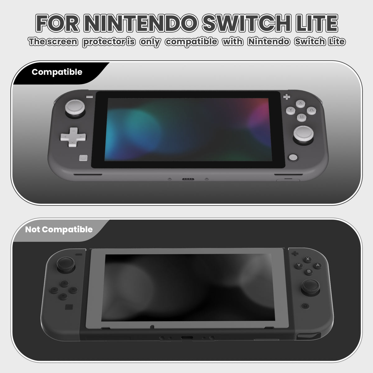 eXtremeRate 2 Pack Anti-Scratch Transparent HD Tempered Glass Screen Protector for Nintendo Switch Lite - Black Border