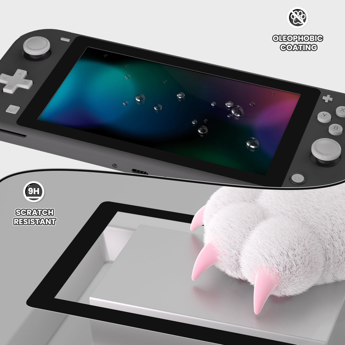 eXtremeRate 2 Pack Anti-Scratch Transparent HD Tempered Glass Screen Protector for Nintendo Switch Lite - Black Border