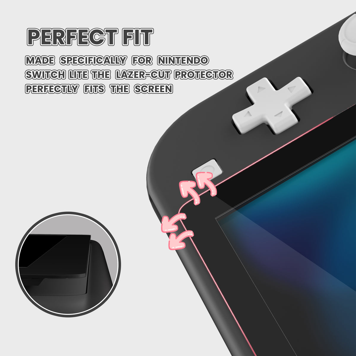 eXtremeRate 2 Pack Anti-Scratch Transparent HD Tempered Glass Screen Protector for Nintendo Switch Lite - Black Border