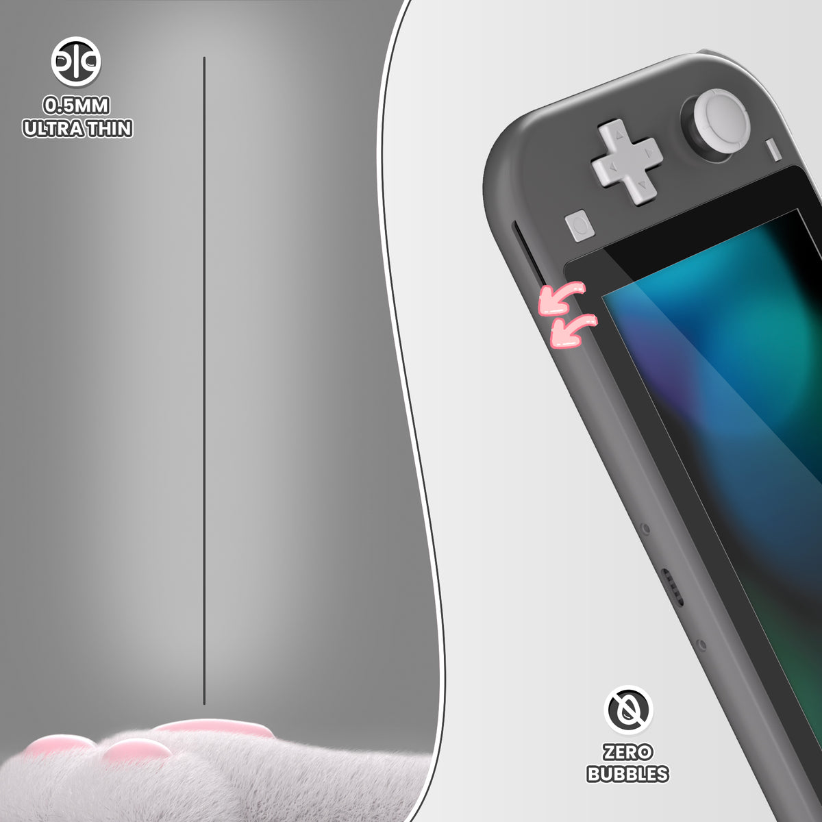 eXtremeRate 2 Pack Anti-Scratch Transparent HD Tempered Glass Screen Protector for Nintendo Switch Lite - Black Border