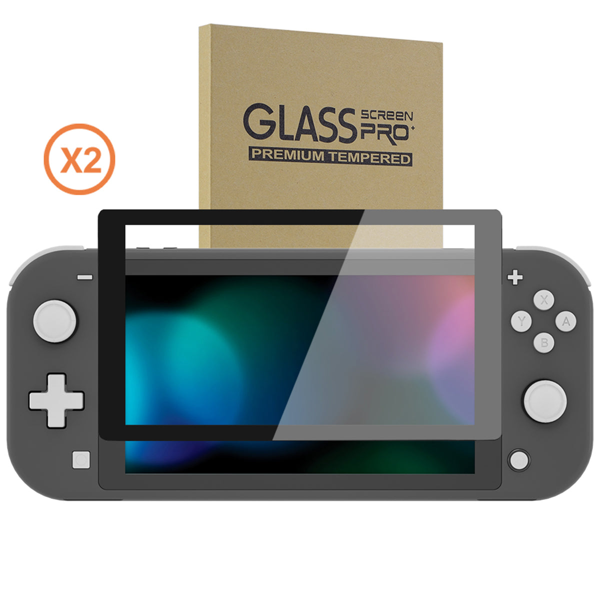 eXtremeRate 2 Pack Anti-Scratch Transparent HD Tempered Glass Screen Protector for Nintendo Switch Lite - Black Border