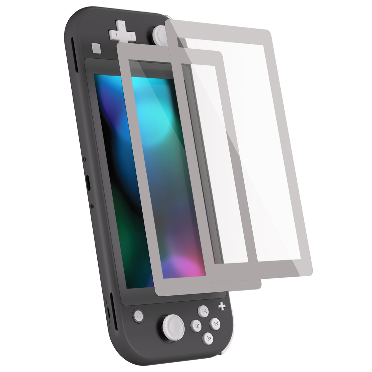 eXtremeRate 2 Pack Anti-Scratch Transparent HD Tempered Glass Screen Protector for Nintendo Switch Lite - Fleeting Gray Border