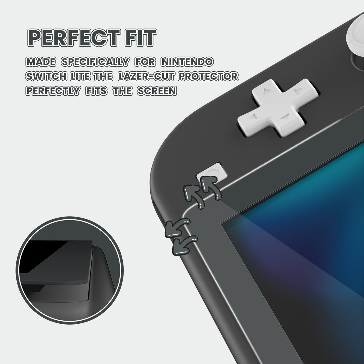eXtremeRate 2 Pack Anti-Scratch Transparent HD Tempered Glass Screen Protector for Nintendo Switch Lite - Gray Border