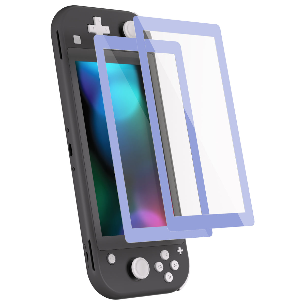eXtremeRate 2 Pack Anti-Scratch Transparent HD Tempered Glass Screen Protector for Nintendo Switch Lite - Light Violet Border