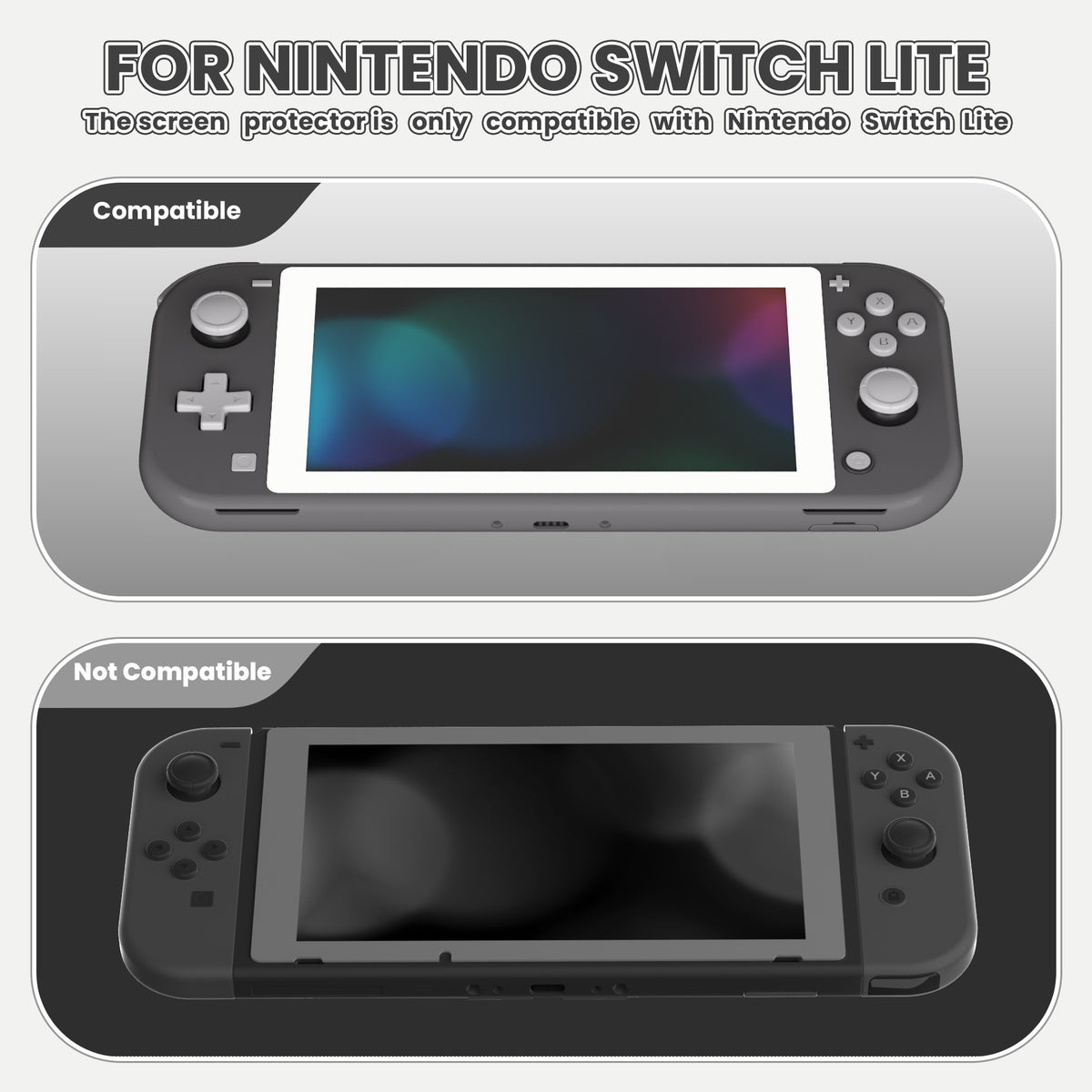 eXtremeRate 2 Pack Anti-Scratch Transparent HD Tempered Glass Screen Protector for Nintendo Switch Lite - White Border