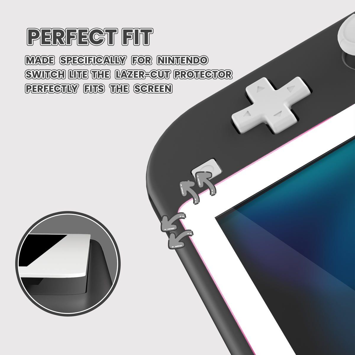 eXtremeRate 2 Pack Anti-Scratch Transparent HD Tempered Glass Screen Protector for Nintendo Switch Lite - White Border