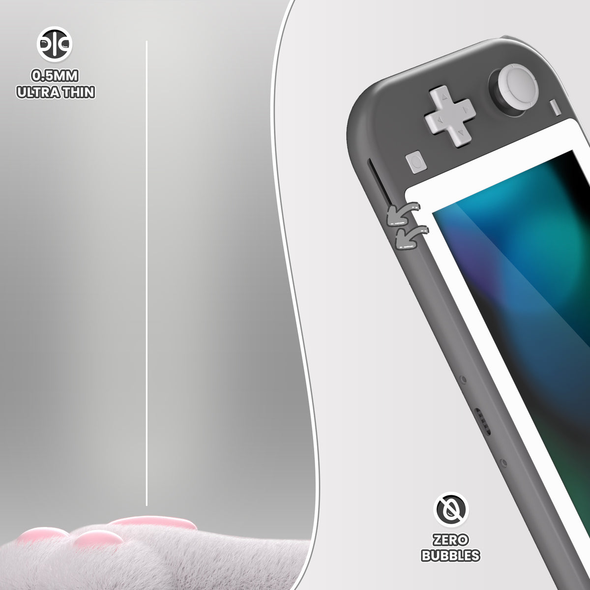 eXtremeRate 2 Pack Anti-Scratch Transparent HD Tempered Glass Screen Protector for Nintendo Switch Lite - White Border