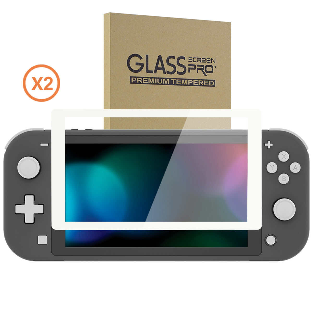 eXtremeRate 2 Pack Anti-Scratch Transparent HD Tempered Glass Screen Protector for Nintendo Switch Lite - White Border