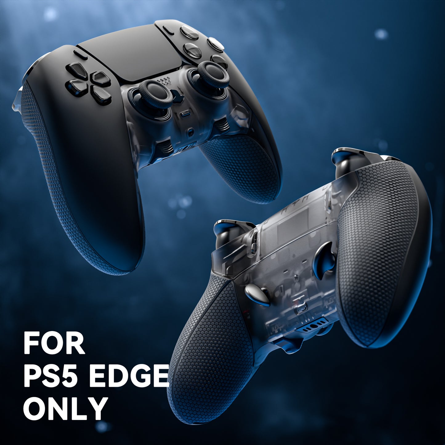 eXtremeRate Beyond-ARC Bottom Shell Kit with Rubberised Grip for PS5 Edge Controller - Clear & Black