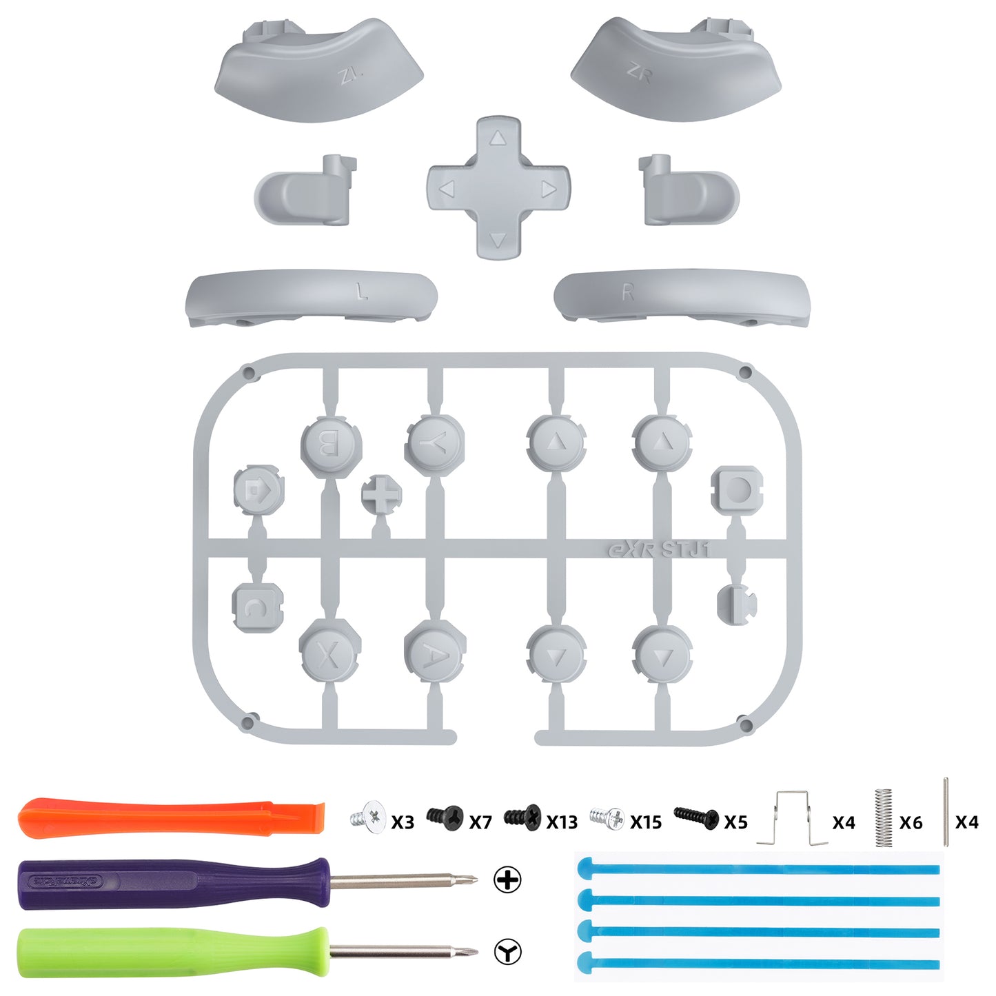 eXtremeRate DIY Replacement Full Set Buttons for Nintendo Switch 2 - New Hope Gray