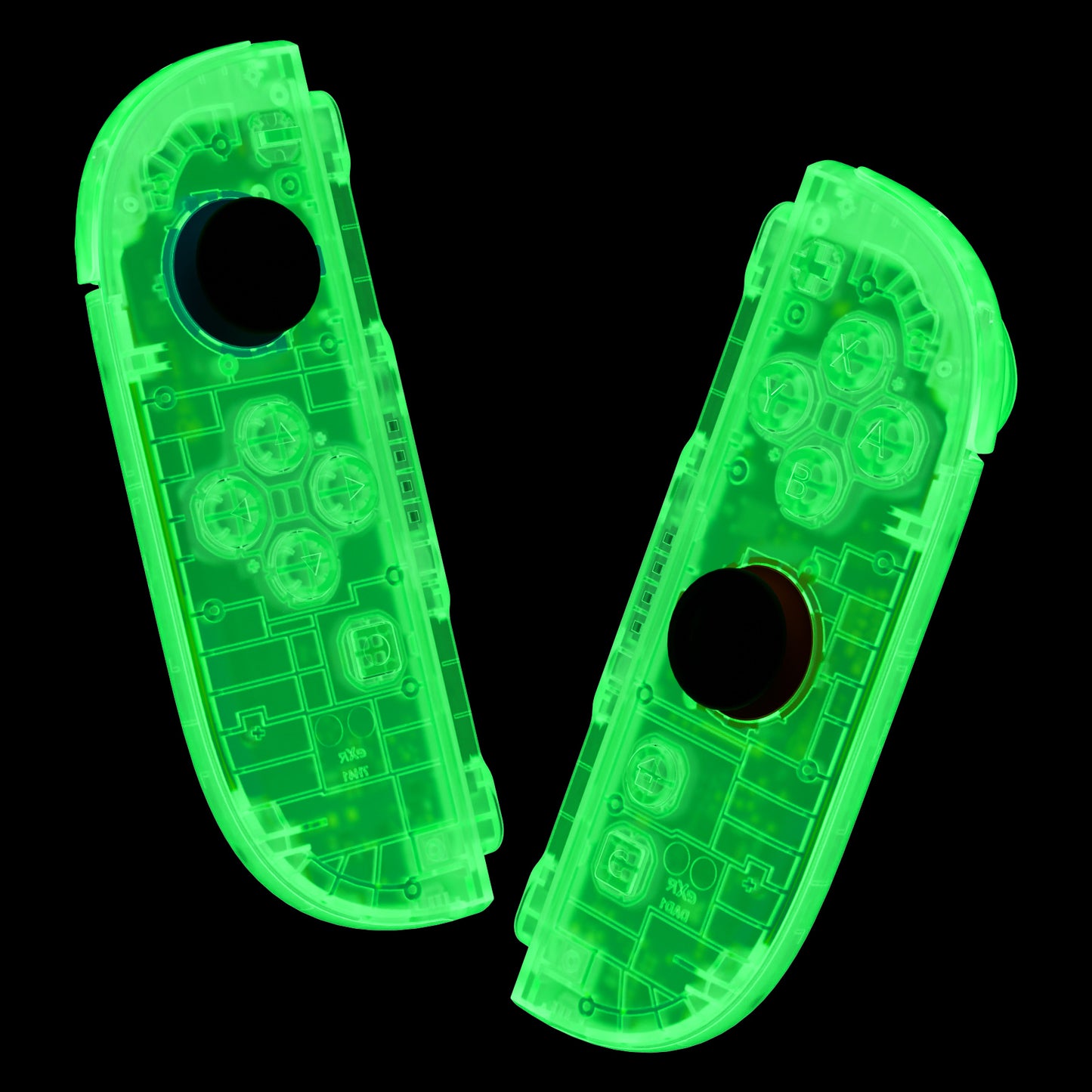 eXtremeRate DIY Replacement Full Set Shell Case with Buttons for Joycon 2 of Nintendo Switch 2 - Deluxe Version - Glow in Dark - Green