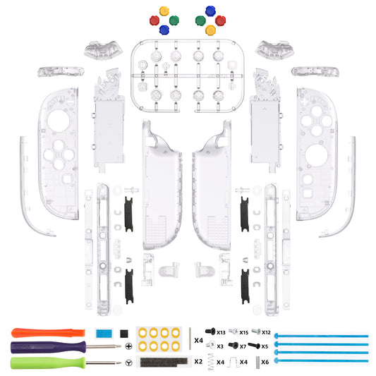 eXtremeRate DIY Replacement Full Set Shell Case with Buttons for Joycon 2 of Nintendo Switch 2 - Deluxe Version - Clear