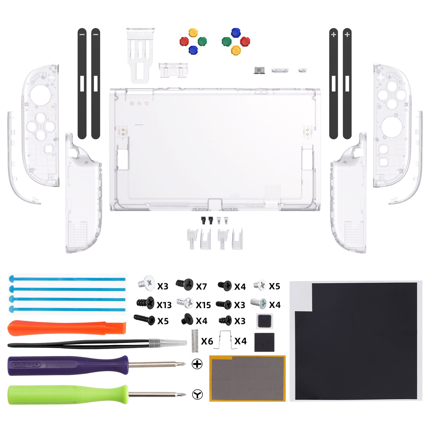 eXtremeRate DIY Replacement Full Set Shells with Buttons for Nintendo Switch 2 - Deluxe Version - Clear