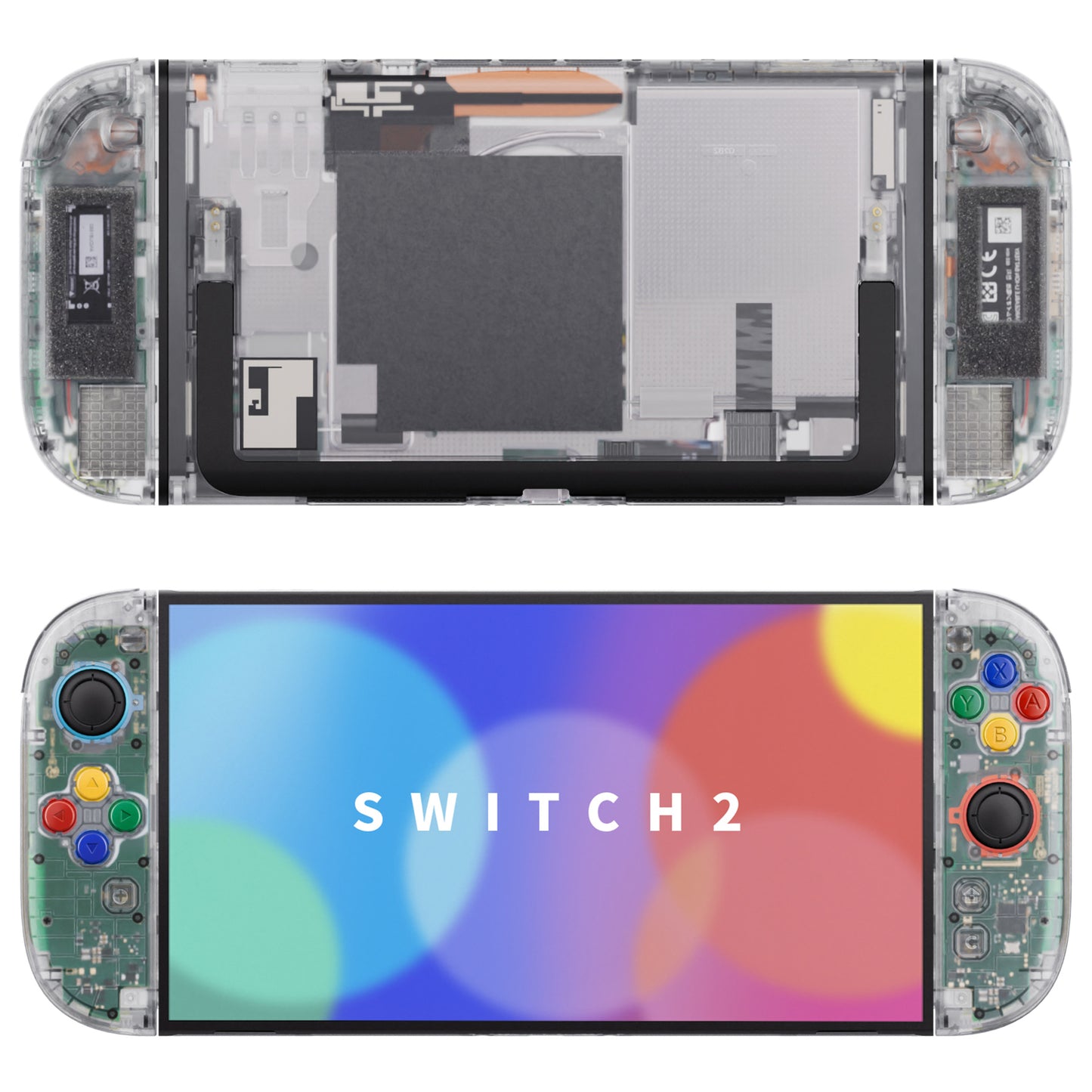 eXtremeRate DIY Replacement Full Set Shells with Buttons for Nintendo Switch 2 - Deluxe Version - Clear