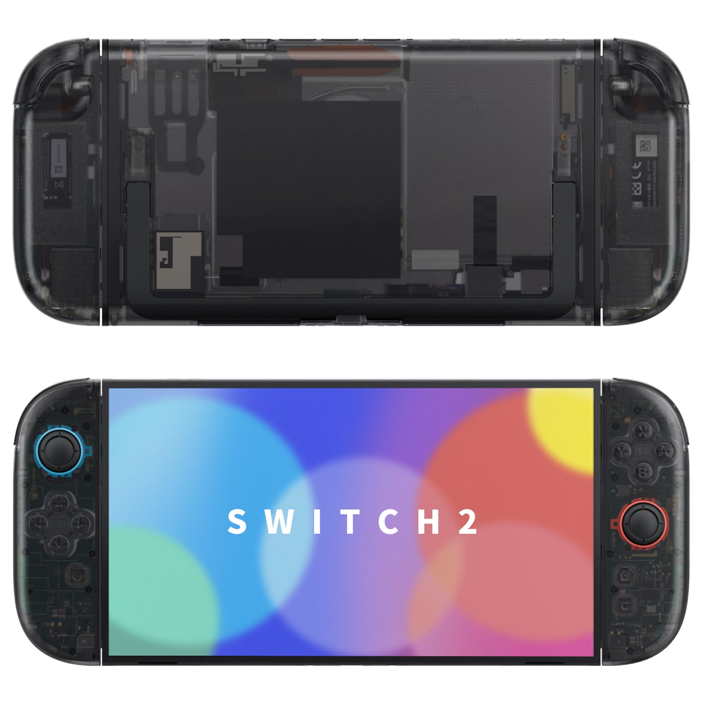 eXtremeRate DIY Replacement Full Set Shells with Buttons for Nintendo Switch 2 - Deluxe Version - Clear Slate Black
