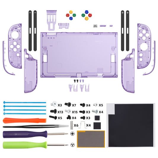 eXtremeRate DIY Replacement Full Set Shells with Buttons for Nintendo Switch 2 - Essence Version - Clear Atomic Purple