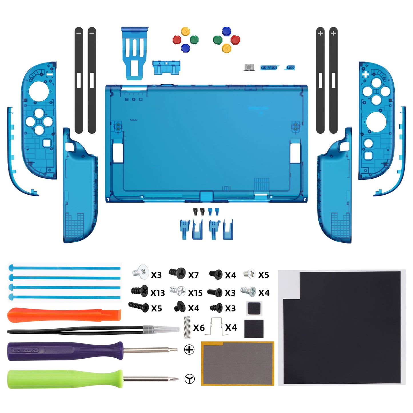 eXtremeRate DIY Replacement Full Set Shells with Buttons for Nintendo Switch 2 - Essence Version - Clear Blue