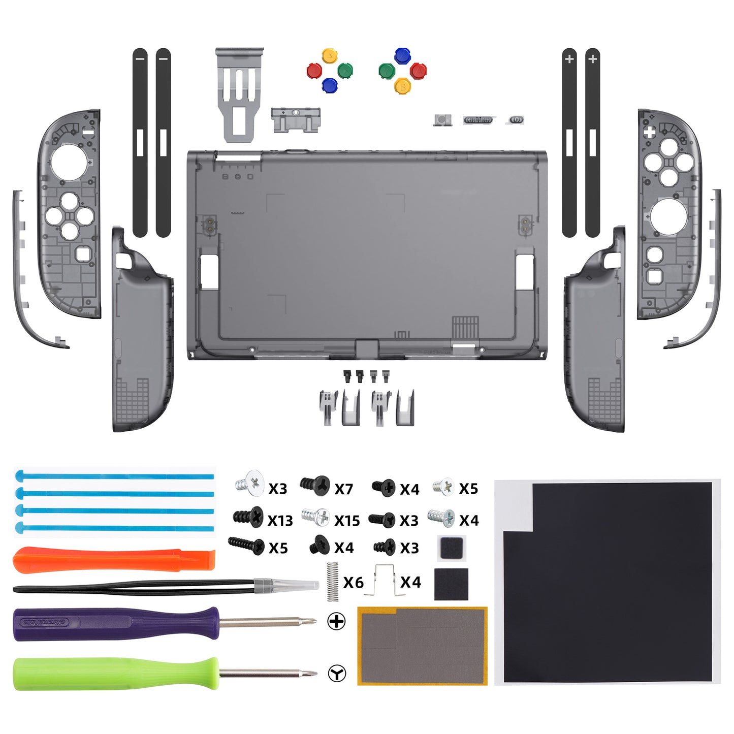 eXtremeRate DIY Replacement Full Set Shells with Buttons for Nintendo Switch 2 - Essence Version - Clear Slate Black