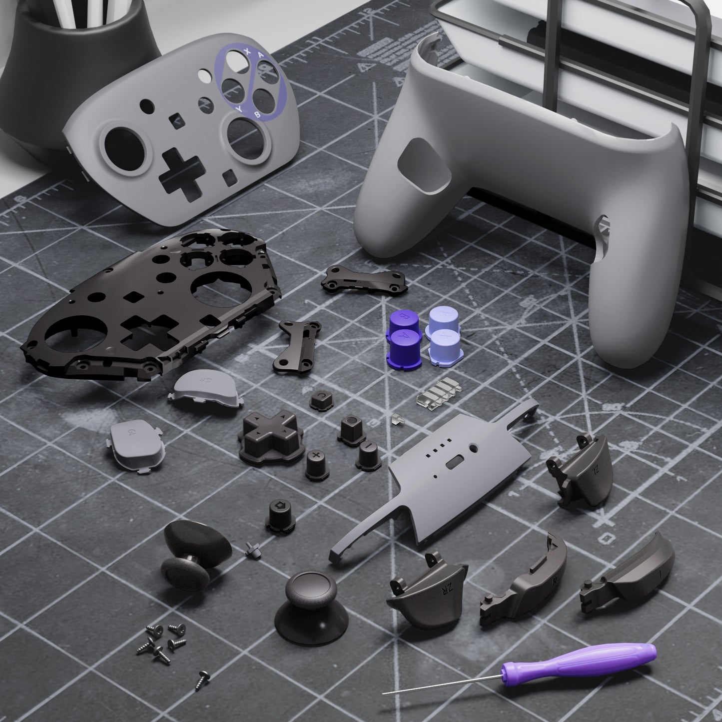 eXtremeRate DIY Replacement Full Set Shells with Buttons for Nintendo Switch 2 Pro Controller - Classic SNES Style