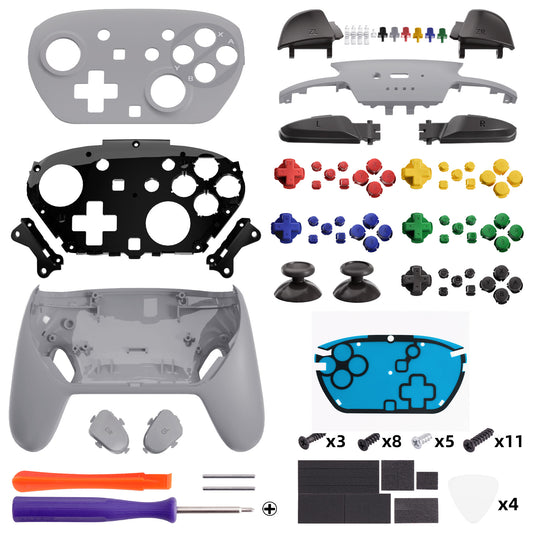 eXtremeRate DIY Replacement Full Set Shells with Buttons for Nintendo Switch 2 Pro Controller - SFC SNES Classic EU