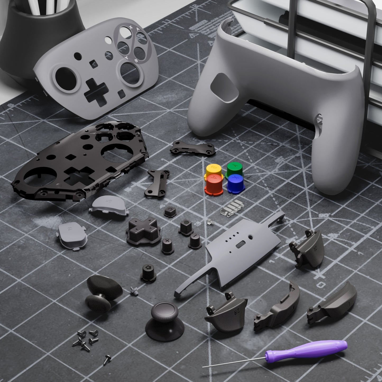 eXtremeRate DIY Replacement Full Set Shells with Buttons for Nintendo Switch 2 Pro Controller - SFC SNES Classic EU