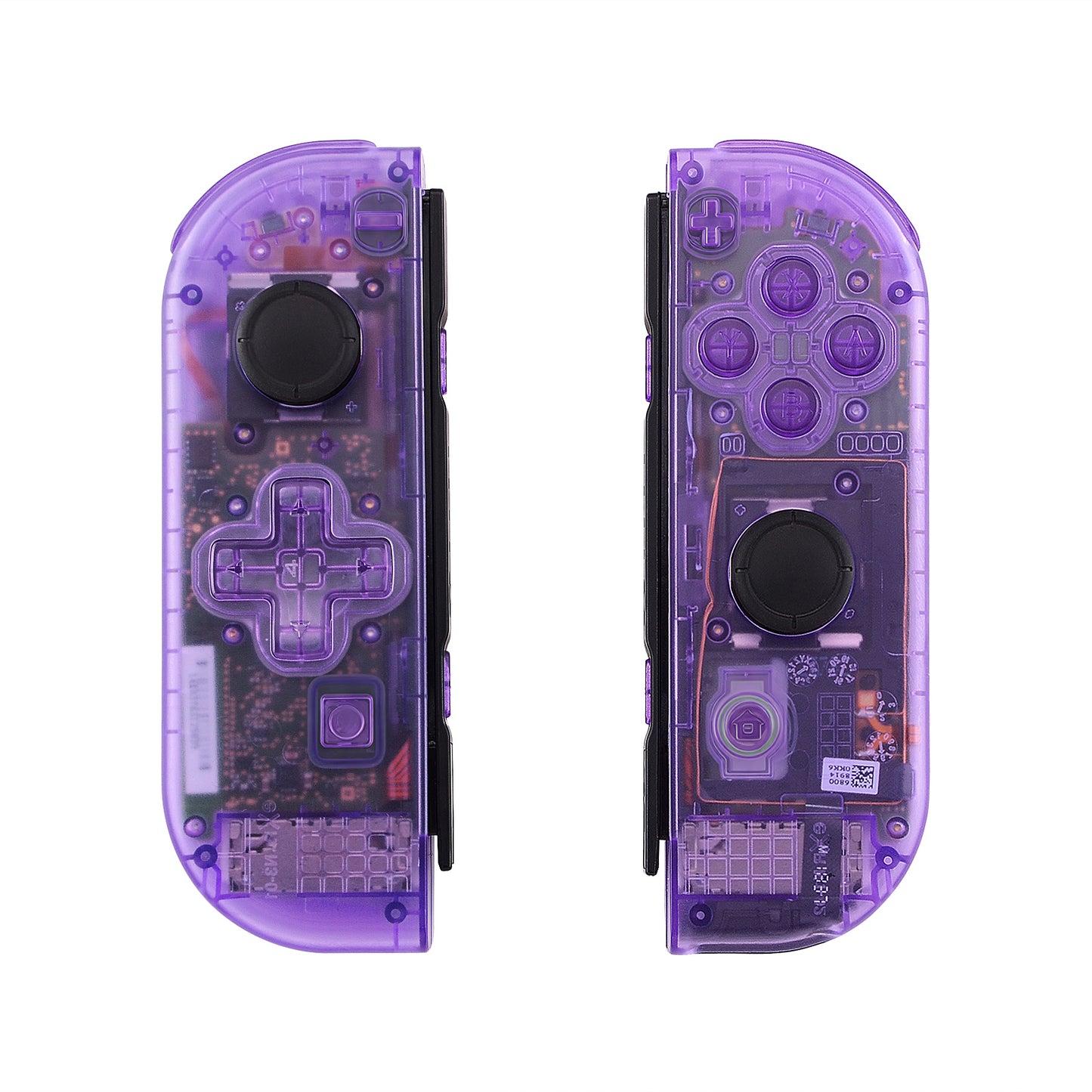 eXtremeRate Dpad Version Replacement Full Set Shell Case with Buttons for Joycon of NS Switch - Clear Atomic Purple