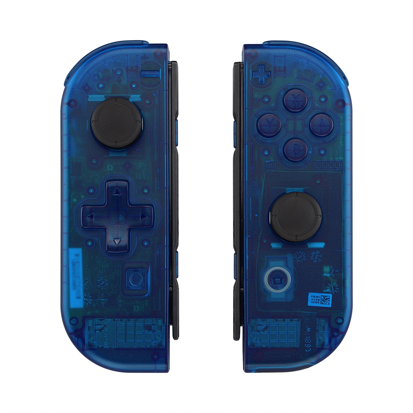 eXtremeRate Dpad Version Replacement Full Set Shell Case with Buttons for Joycon of NS Switch - Transparent Clear Blue