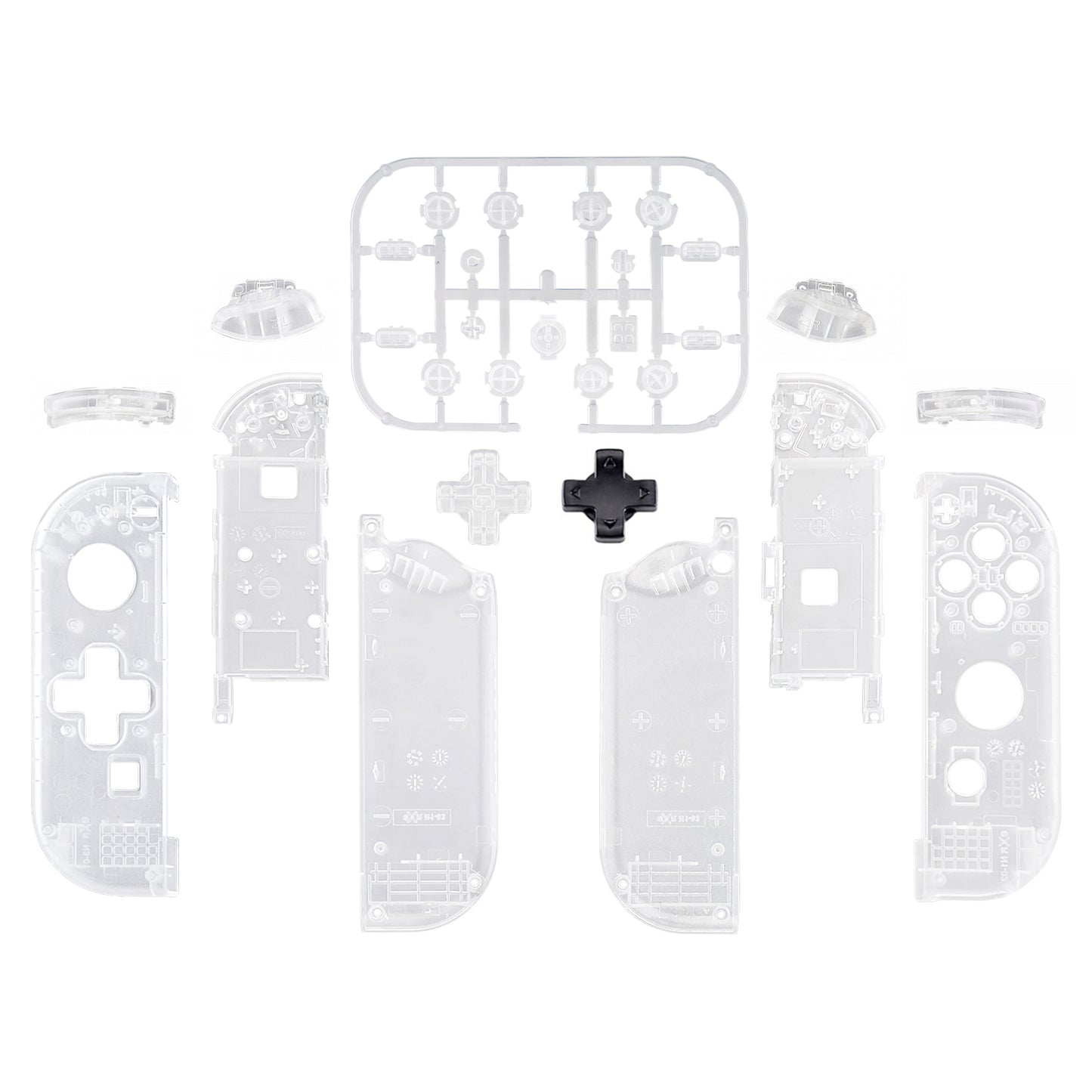 eXtremeRate Dpad Version Replacement Full Set Shell Case with Buttons for Joycon of NS Switch - Transparent Clear